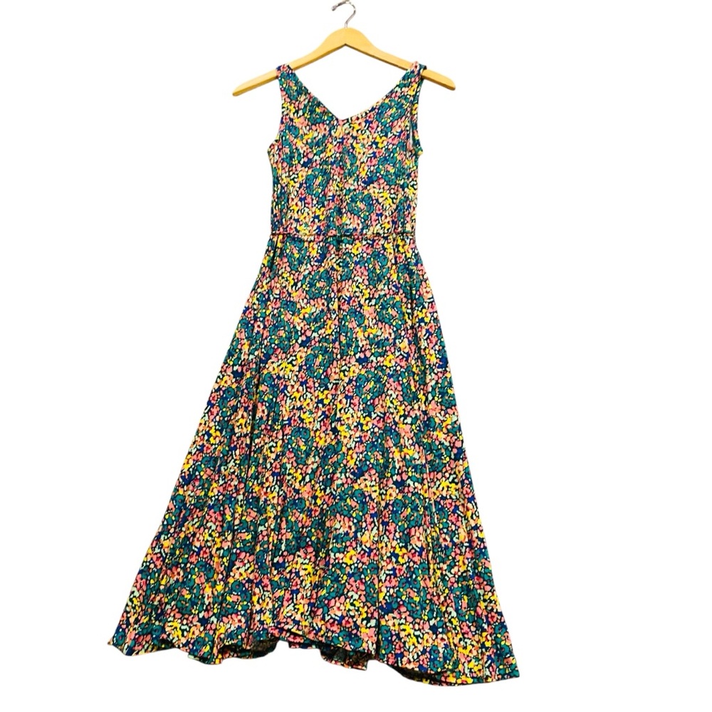LOFT Floral Maxi Dress in Teal, Pink & Yellow - Picture 5 of 10
